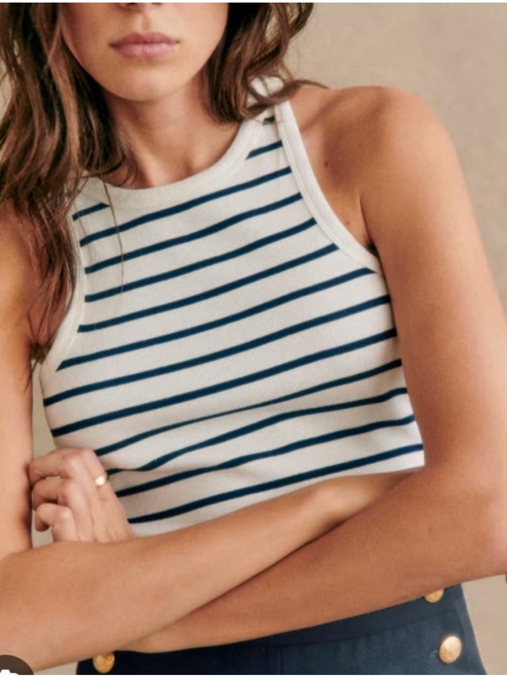 Sezane Marcelo Striped Ribbed Tank Top